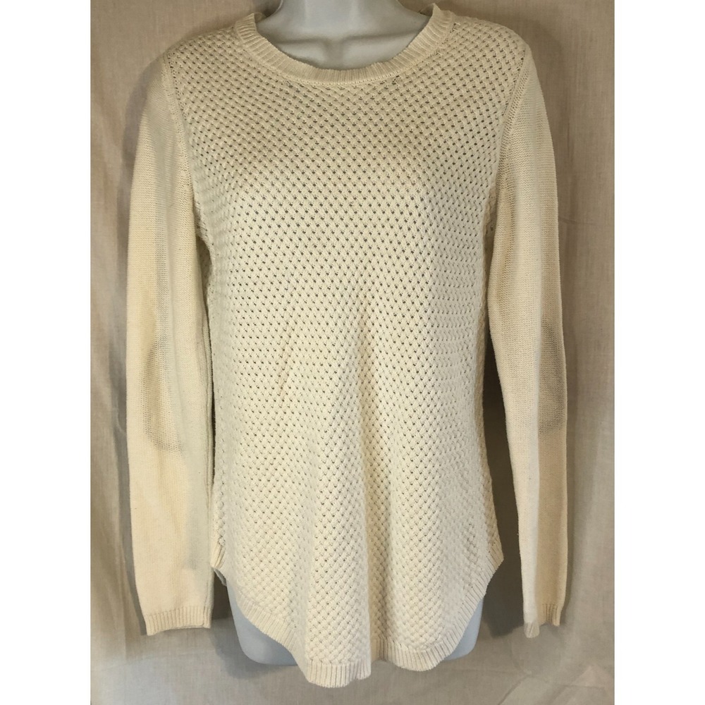 Lety & Me Josey Suede Elbow Patch Pullover Sweater Size XS Basket Weave